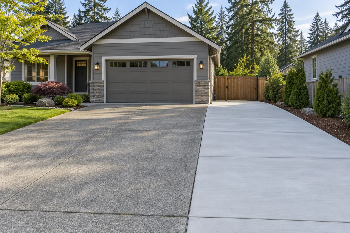 Concrete parking extension beside an existing driveway